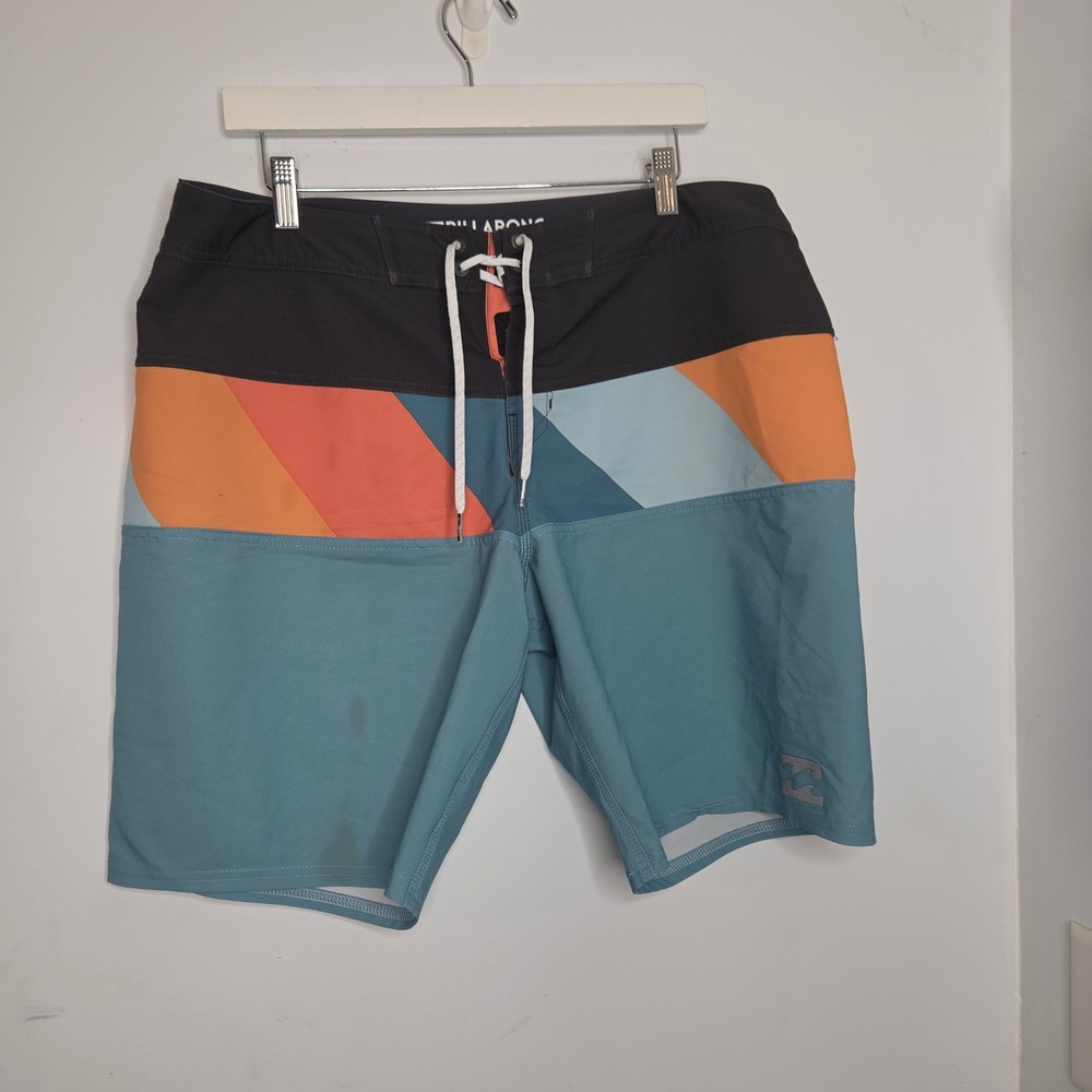 Billabong Platinum X Tribong‎ Board Shorts Mens 37 Blue Orange Colorblock Surf